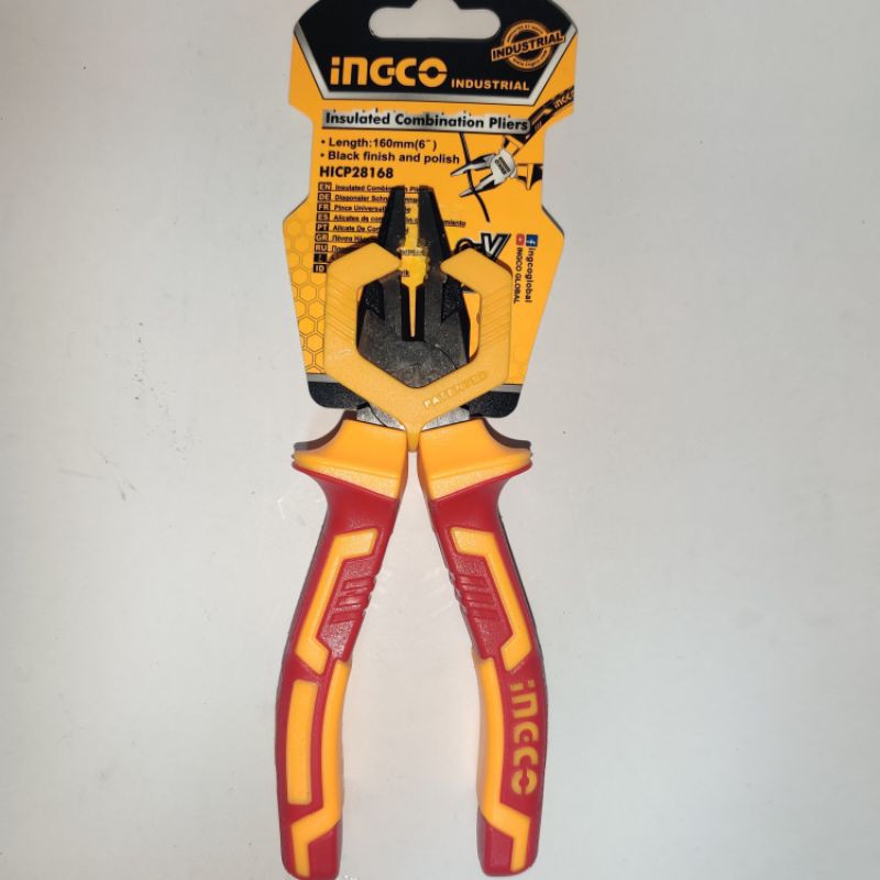 Kềm răng cách điện 6"/160mm ingco HICP28168