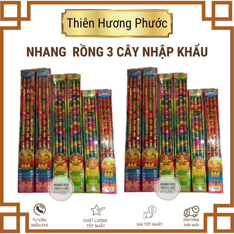 Nhang rồng 3 cây màu vàng TQ 40cm