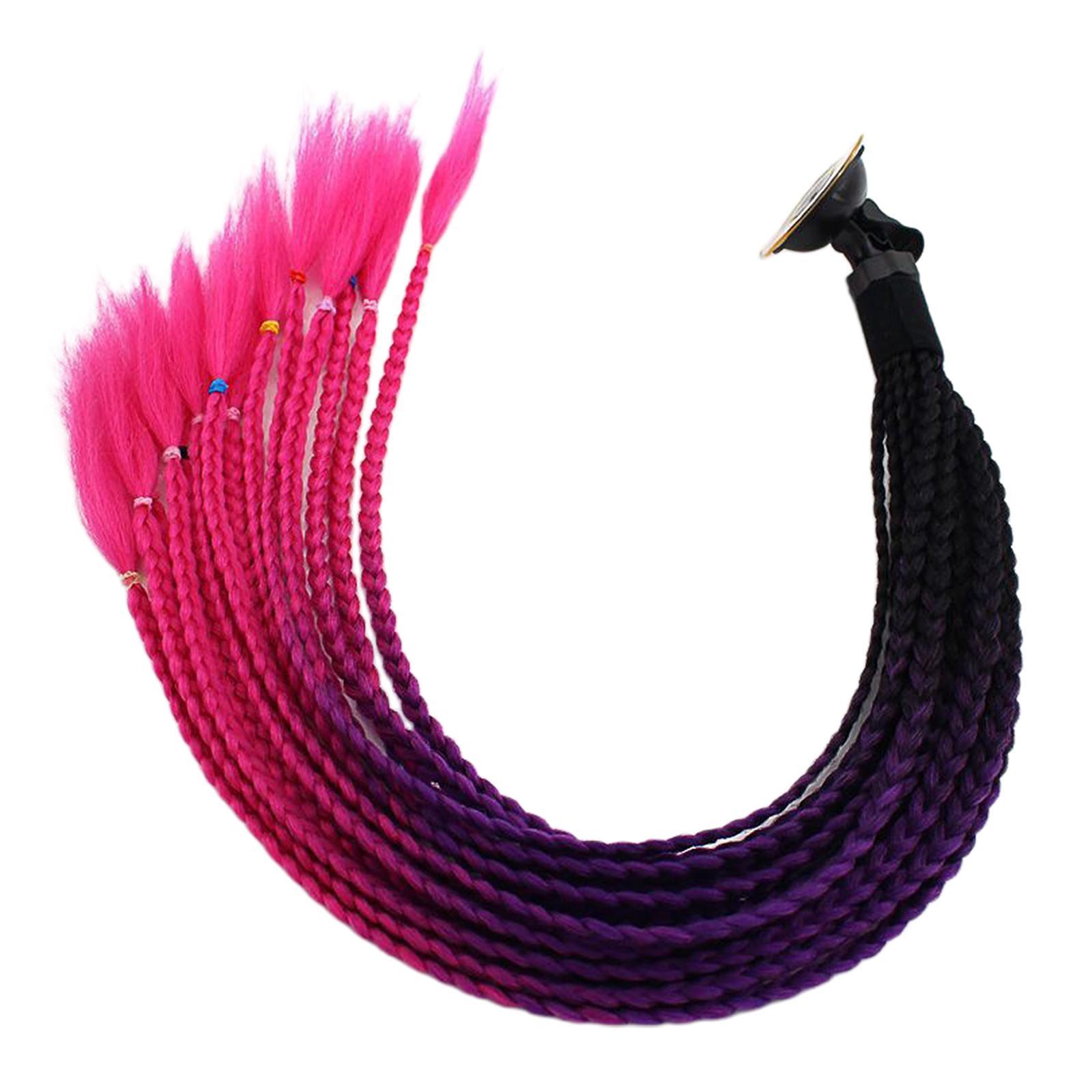 2X 55cm Hair Gradient Ponytail for Motorcycle Black Rose Red