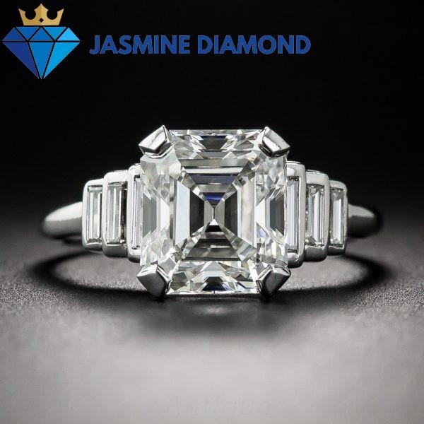 Kim cương nhân tạo Mỹ Moissanite giác cắt Asscher