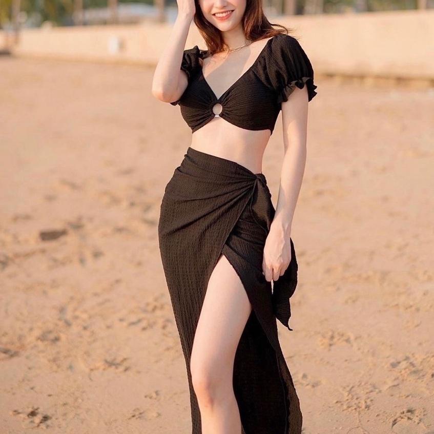 Đồ bơi nữ đi biển 3 món khoen tròn bikini kín đáo GALASSIA