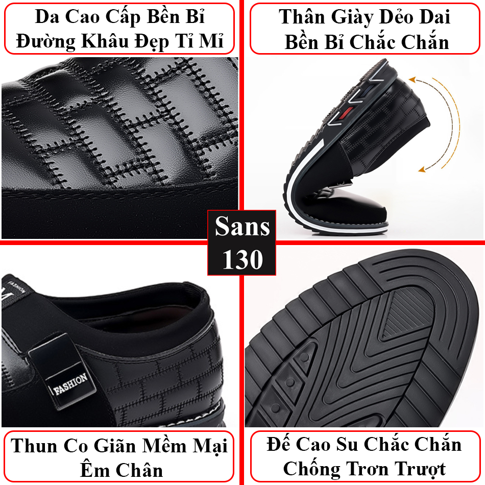 Giày da nam bigsize 52 51 50 49 48 47 46 45 44 43 Sans130 giầy lười không dây big size cỡ to lớn đẹp trẻ trung