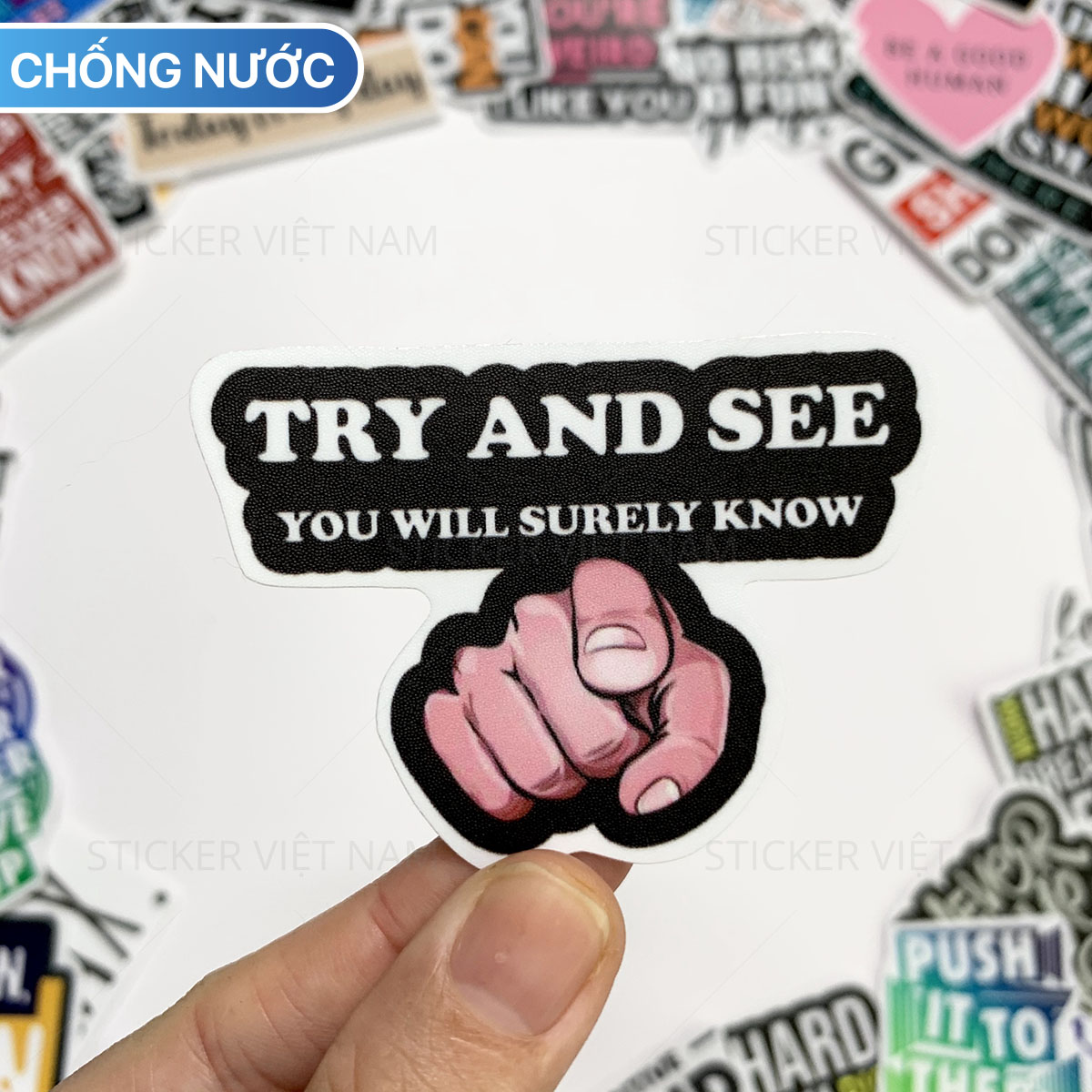 Sticker Tạo Động Lực Motivated Ngẫu Nhiên - Chất Liệu PVC Chất Lượng Cao Chống Nước - Kích Thước 4-8cm