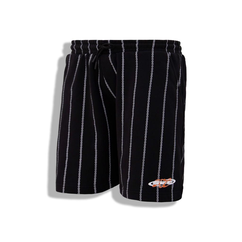 Quần đùi nam SWE STRIPED SWEATSHORTS - Black họa tiết kẻ sọc cá tính