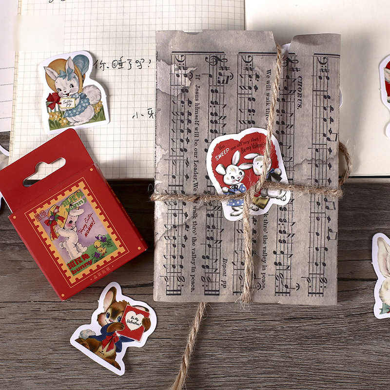 Sticker hộp 46 miếng dán - Chú Thỏ Cổ Tích - Hộp nhãn dán trang trí sổ tay bullet journal - M519