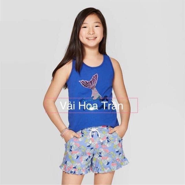 Vải lanh hoa nền xanh