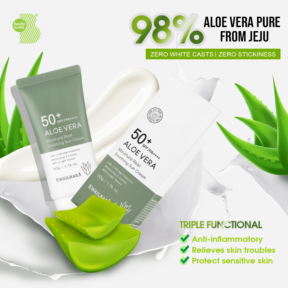 Kem chống nắng Lô hôi dịu da, kiềm dầu Kwailnara Aloe Vera Sun Cream SPF50+ PA++++ 50g