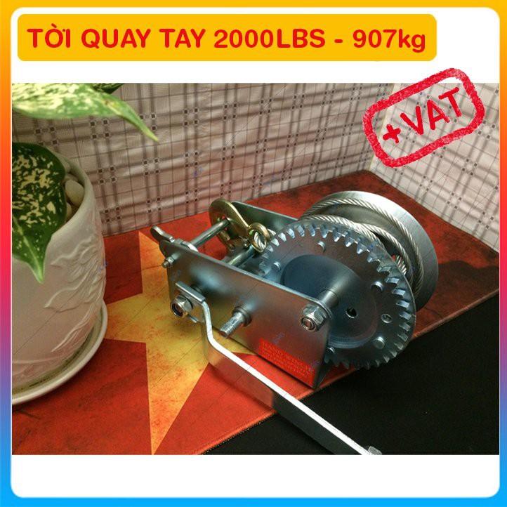 Tời Quay Tay 2000lbs Bánh Răng Đồng Tải Trọng 908 Kg, Cáp 10M(VAT)