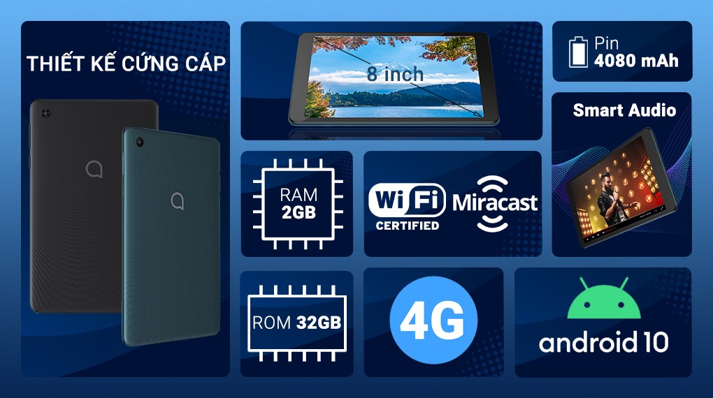 Máy tính bảng Alcatel Tab 3T8 (2GB/32GB) - Hàng chính hãng