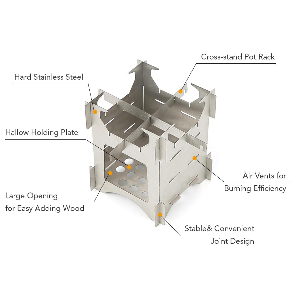 Bếp nấu củi bằng thép không gỉ, cắm trại, du lịch, dã ngoại