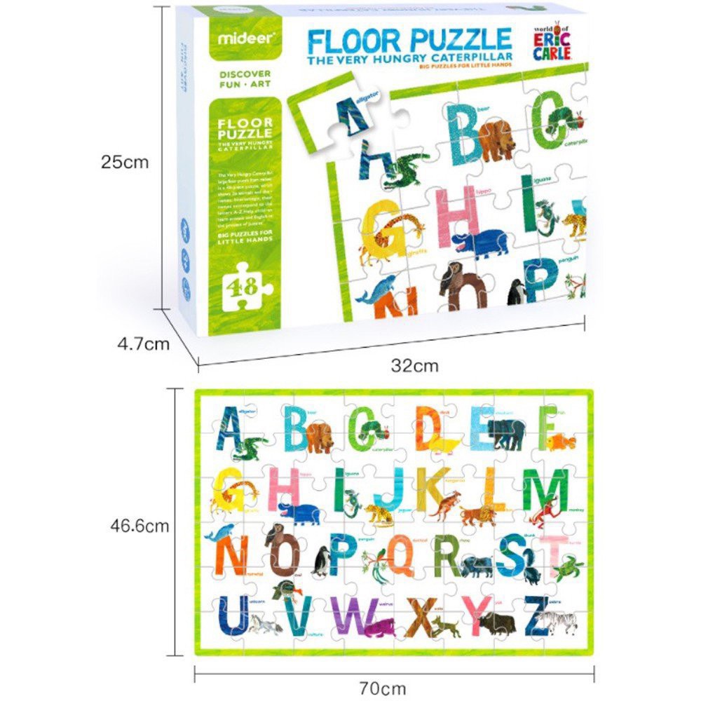 Đồ chơi xếp hình Mideer Floor Puzzle - Bảng Ghép Chữ Cái Tiếng Anh Phiên Bản Chú Sâu Háu Ăn (Dành Cho Bé Từ 3 Tuổi)