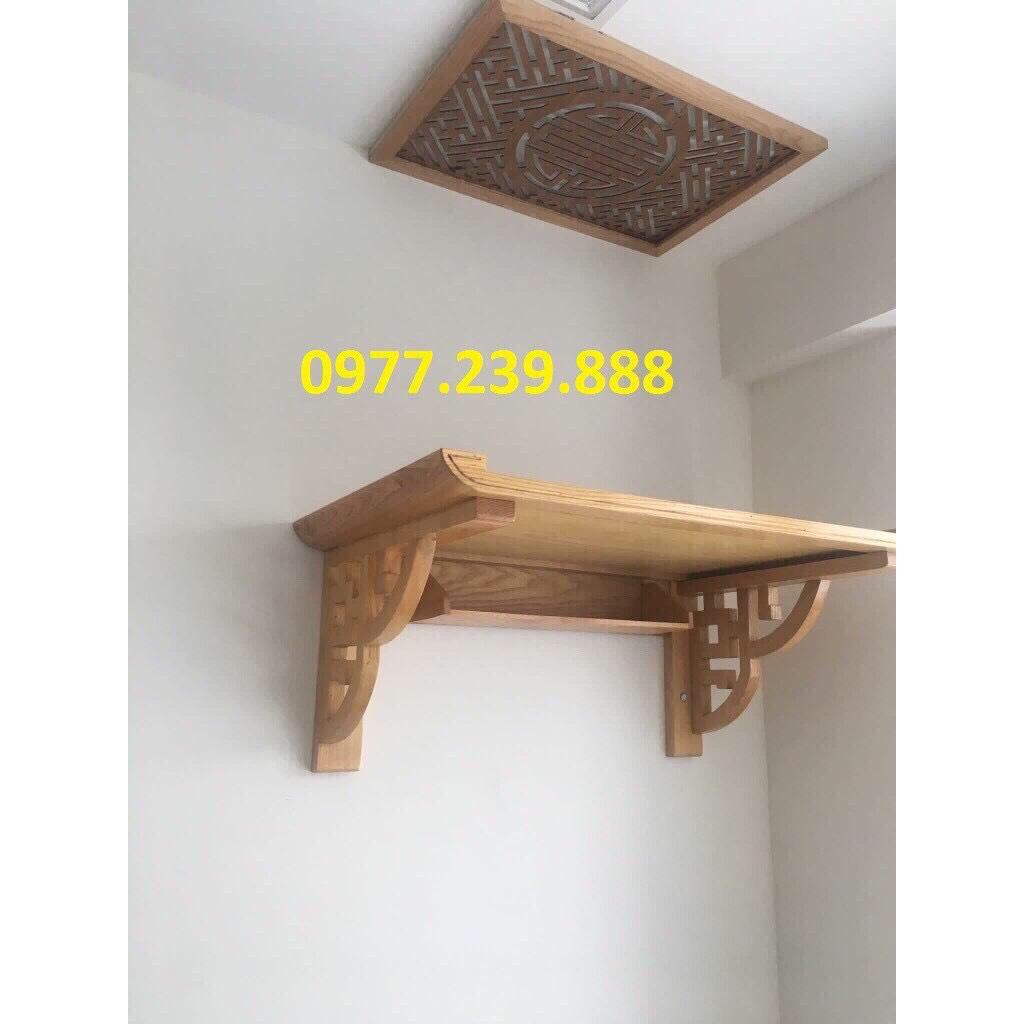 Bàn thờ treo gỗ sồi 81cm kèm chữ, chắn khói