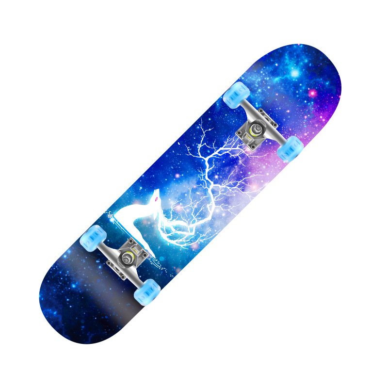 Ván Trượt Người Lớn Skateboard, Mặt Nhám Bánh PU Phát Sáng + Trục Hợp Kim Nhôm