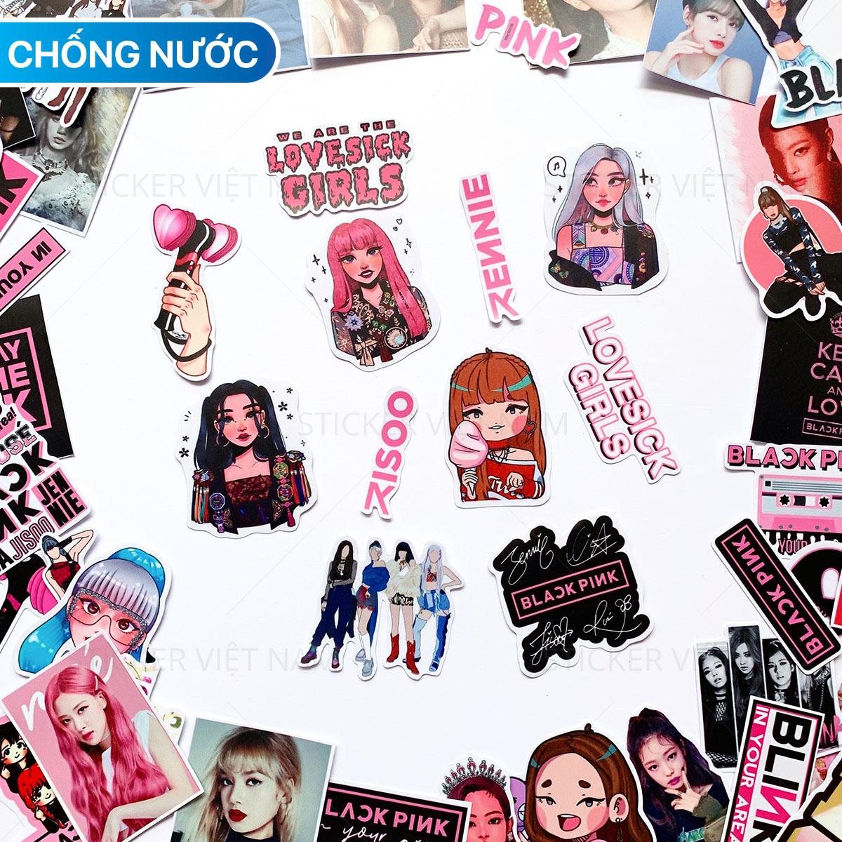 Sticker BLACKPINK Jennie Lisa Rose Jisoo Blink Ngẫu Nhiên Chất Lượng Cao Chống Nước