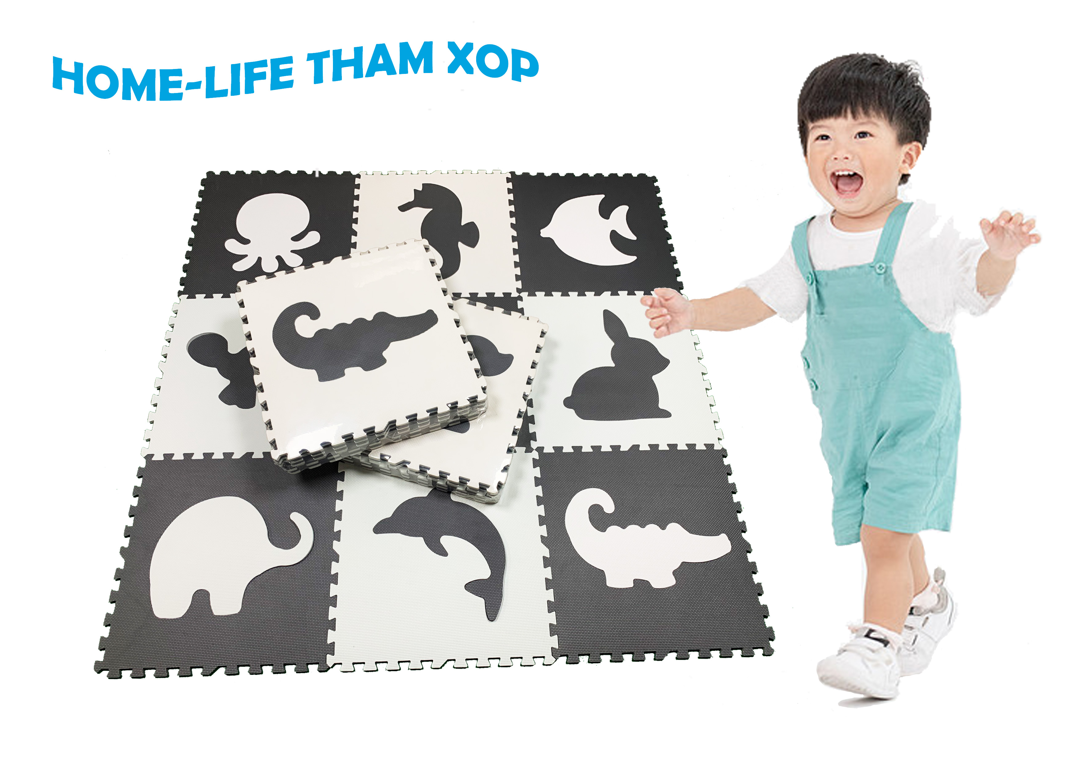 Combo 9 tấm Thảm Xốp Ghép Hình Thú Không Mùi Cho Bé kích thước