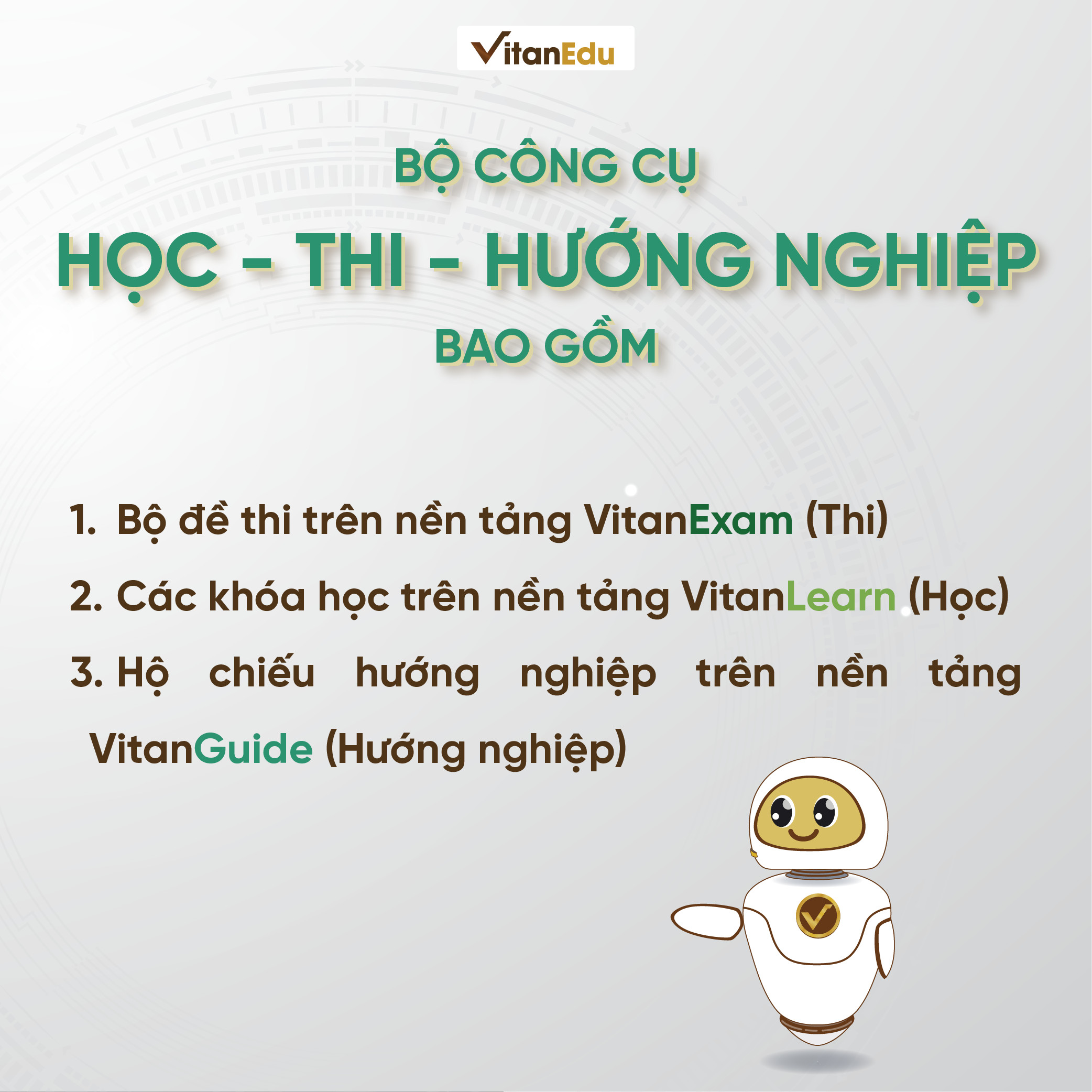 Bộ công cụ Học - Thi - Hướng nghiệp lớp 1, VitanEdu