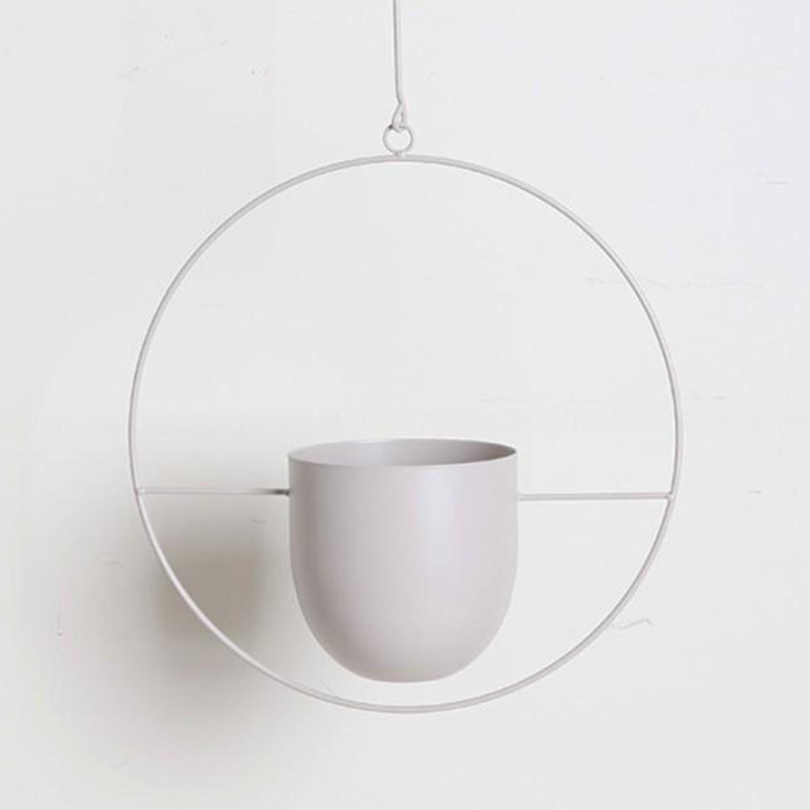 Metal Hanging Planter Pot Indoor Outdoor Flower Pot Plant Holder White Round