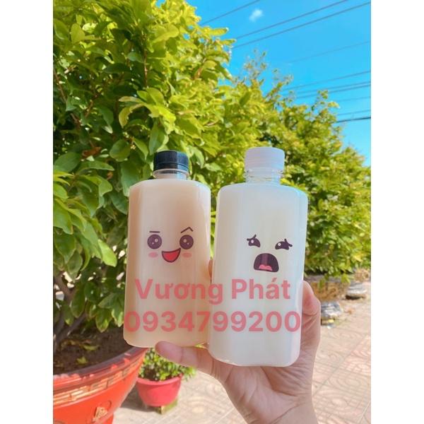 Chai pet dẹp vuông 330ml + nắp đen/trắng/màu