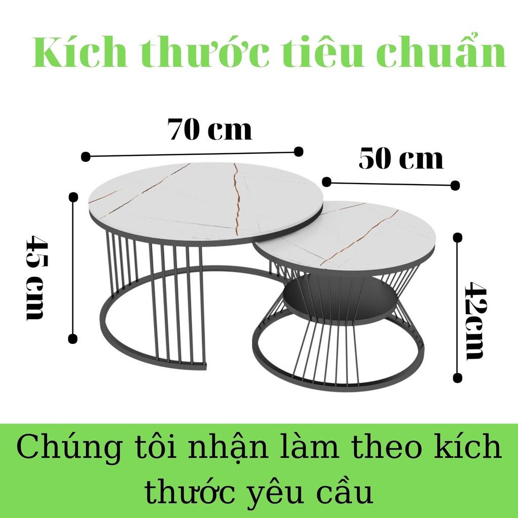 Bàn trà đôi mặt đá ceramic nhập khẩu, bàn sofa phòng khách phong cách Bắc âu - Bảo hành 12 tháng