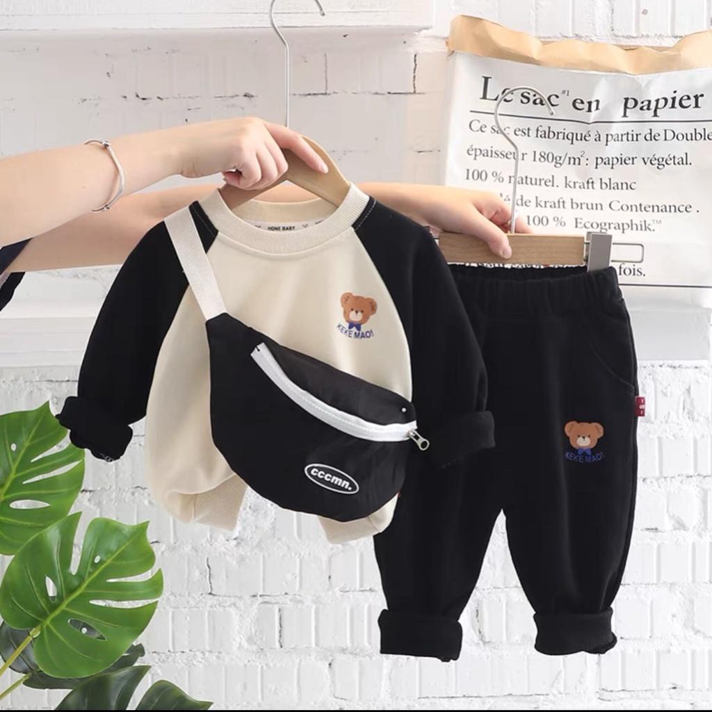Bộ thu đông dài tay kèm túi sịn sò cho bé diện Tết Bino Kids, bộ quần áo nỉ cho bé từ 10-20kg