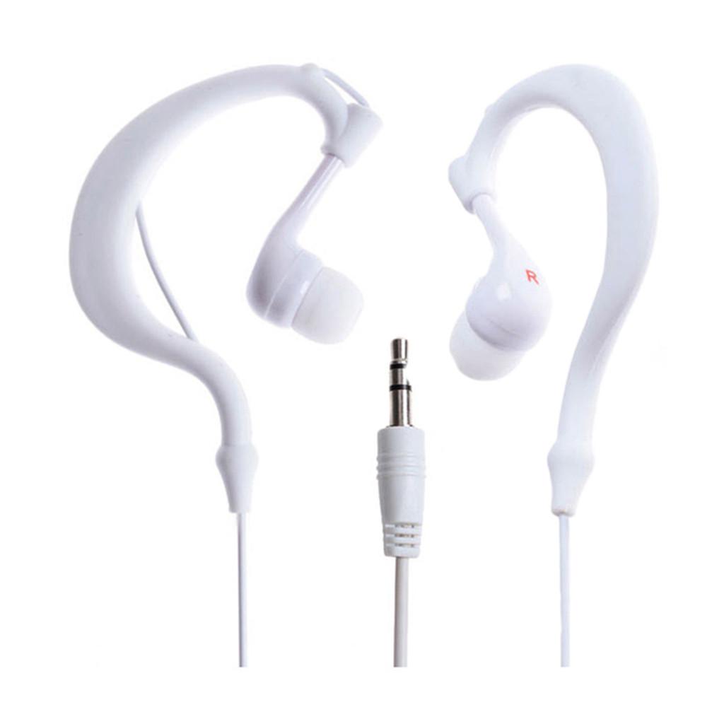 2x3.5mm Earhook Sport Waterproof Earphone Headphone for MP3 Player White