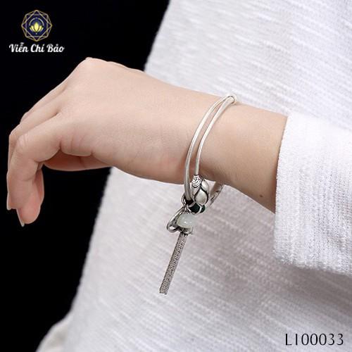 Kiềng tay bạc nữ liên hoa bạch ngọc, lắc tay nữ song ngư vũ