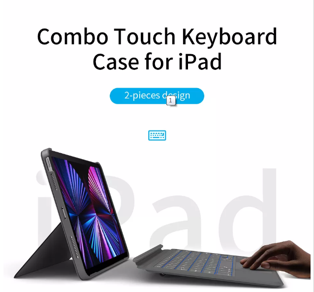 Bao bàn phím Wiwu Combo Touch Cho Ipad Thiết Kế Tinh Tế Và Hiện Đại, Có Thể Tách Rời Bàn Phím Và Ốp, Kết Nối Bluetooth - Hàng Chính Hãng