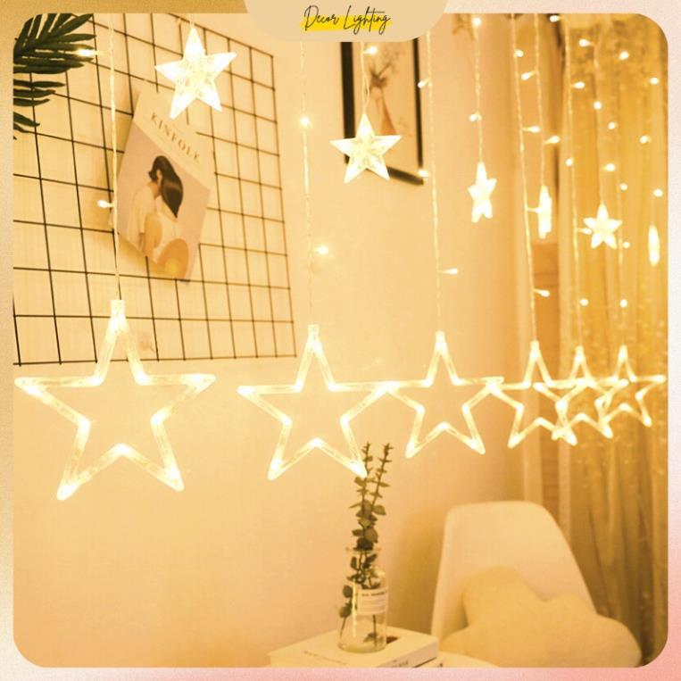 Dây đèn led trang trí rèm sao vàng 4m trang trí tết, led trang trí noel, trang trí ngoài trời, led màn sao
