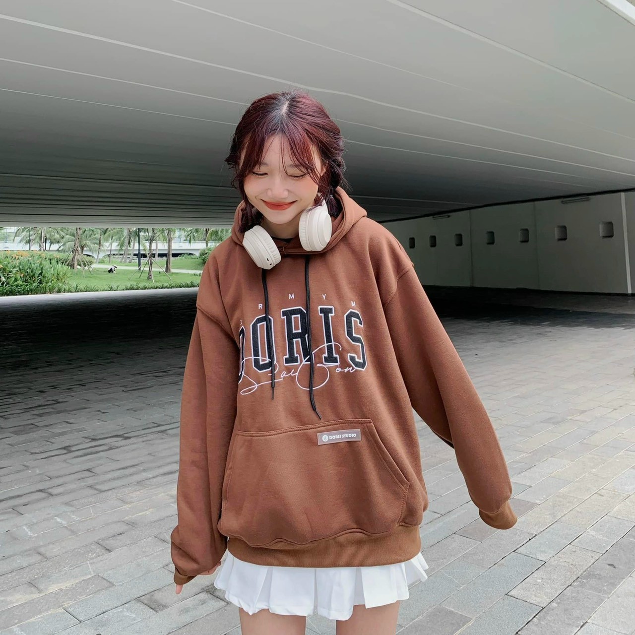 Áo HoodieChữ DORIS - SLYDER Khoác Nỉ Có Nón Mũ 2 Lớp Rộng Unisex Hàn Quốc Cặp Đôi Nam Nữ - Chống Nắng Thu Đông