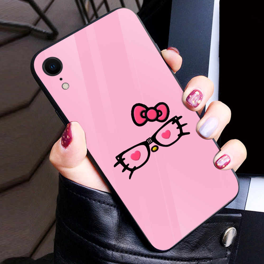 Ốp điện thoại kính cường lực cho máy iPhone XR - Kính hồng MS ABDK001