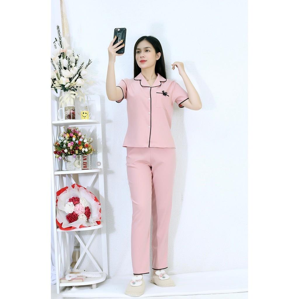 Bộ đồ bộ Pijama màu HỒNG tay ngắn quần dài siêu lụa - Thoải Mái Nhẹ Nhàng