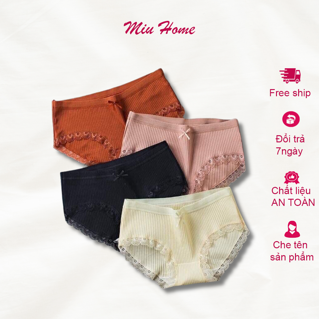 Quần Lót Nữ Cotton Bigsize Viền Ren Kháng Khuẩn D07