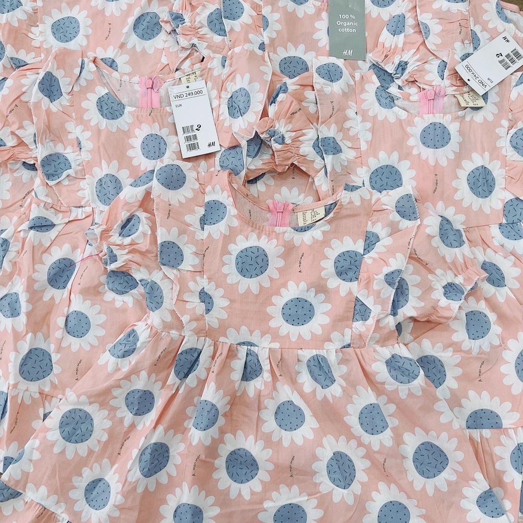 VÁY BÉ GÁI XOÈ HỒNG HOA XANH