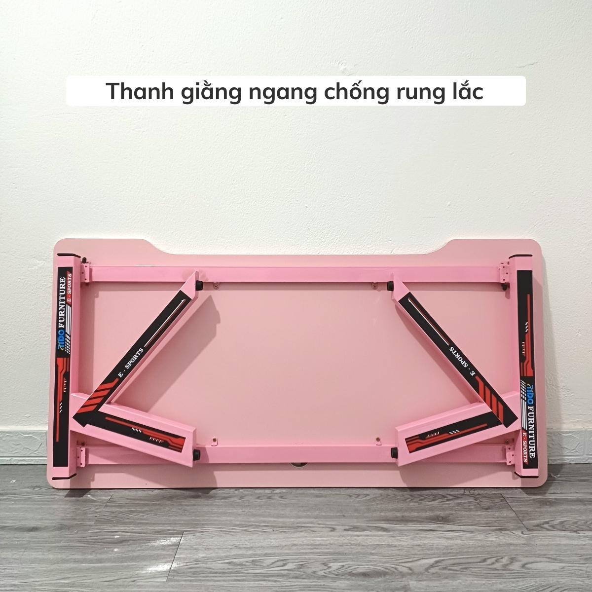 Bộ bàn ghế gaming ngồi bệt gấp gọn màu hồng chân sắt chữ K TIDO khung sắt hộp dày 40x40mm chịu tải tốt