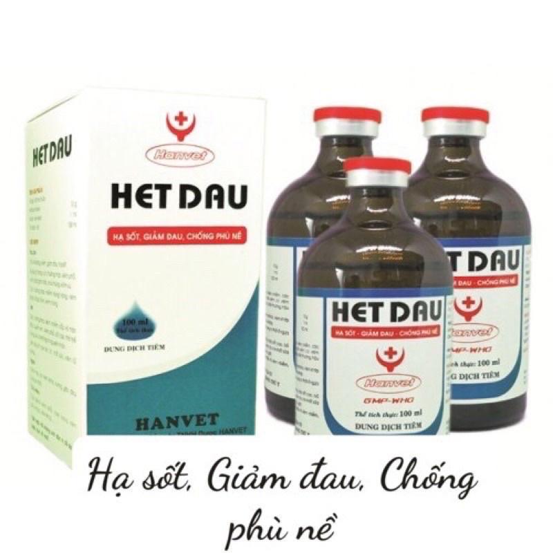 1 lọ HET DAU 100ml hạ sốt, giảm dau, chống phù nề dùng cho trâu bò lợn gà chó mèo