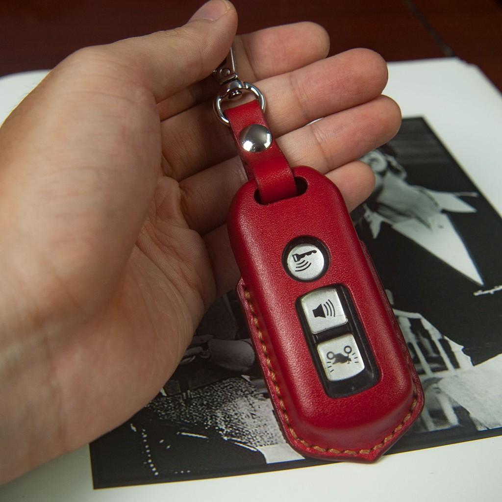 Bao chìa khóa màu Đỏ cho Smartkey xe SH - Bao chìa khóa handmade thủ công - Miễn phí khắc tên sđt theo yêu cầu