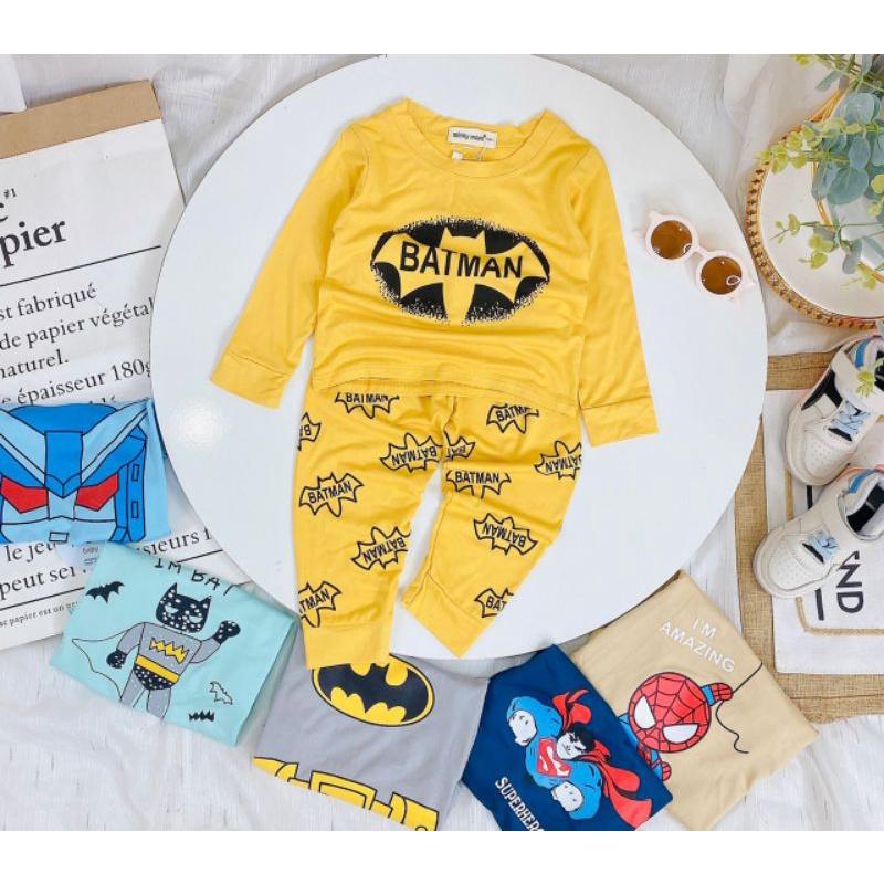 Bộ dài tay thun lạnh siêu nhân Minky mom mềm mịn mát cho bé trai bé gái từ 7-27kg
