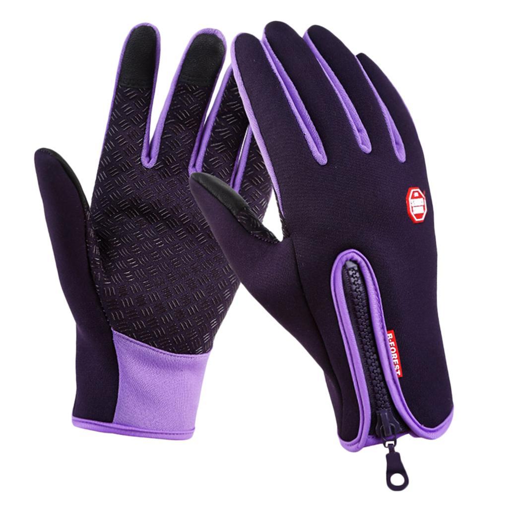 Nylon Windproof Fishing Hunting Cycling Gloves Winter Warm Gloves Purple