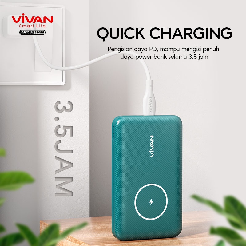 PIN SẠC DỰ PHÒNG 10000mAh VIVAN W12  Sạc Nhanh 15W - HÀNG CHÍNH HÃNG