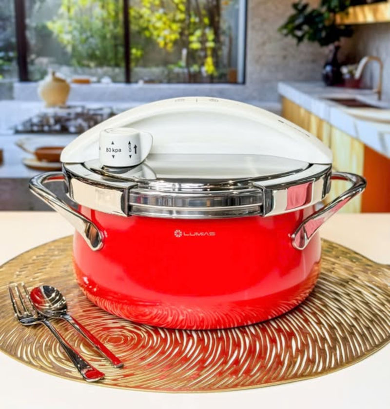 Nồi áp suất cơ Inox 304 Hàn Quốc dung tích 3L LPC-068 kèm khay hấp, đáy từ - 120kPa- Hàng chính hãng