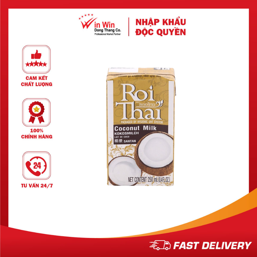 Nước Cốt Dừa Roi Thai 250ml - Nhập Khẩu Thái Lan | Roi Thai Coconut Milk 250ml