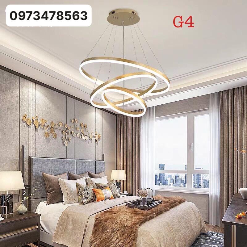 Đèn Decor Thả Trần 3 Vòng To Trang Trí Phòng Khách,Bếp Ăn,Phòng Ngủ Cao Cấp,Có Đèn Led 3 Màu Ánh Sáng,G4