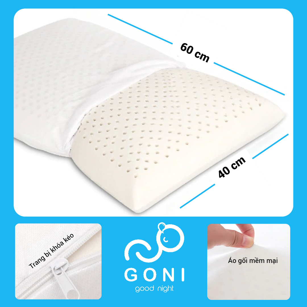 Gối Cao Su Latex Foam Goni Care 40x60cm Đàn Hồi Cao, Kháng Khuẩn, Thoáng Khí, Chống Đau Vai Gáy