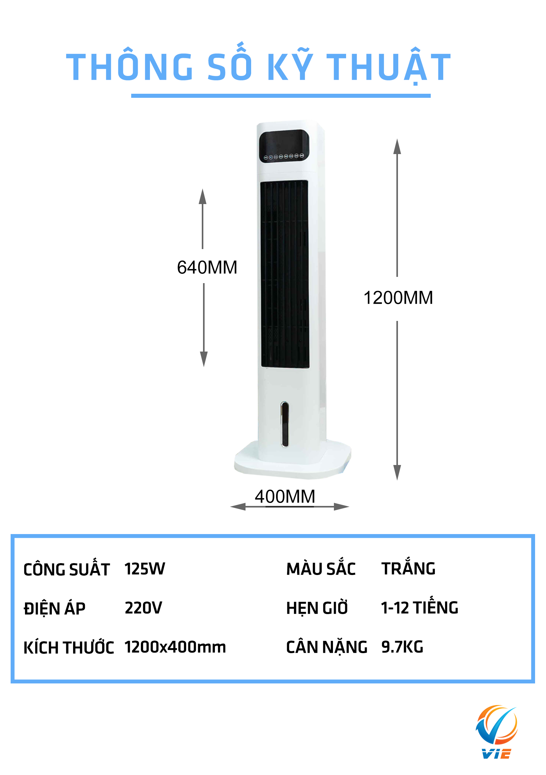 Quạt sưởi, quạt tháp điều hòa 2 chiều Vie - Giza ( Hàng chính hãng)