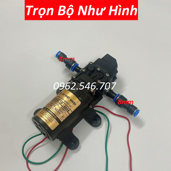 Máy bơm nước mini 12V áp lực cao Lưu lượng nước 8L phút Sử dụng làm bộ phun sương tưới cây bộ rửa xe mini kèm ống chuyển 8mm