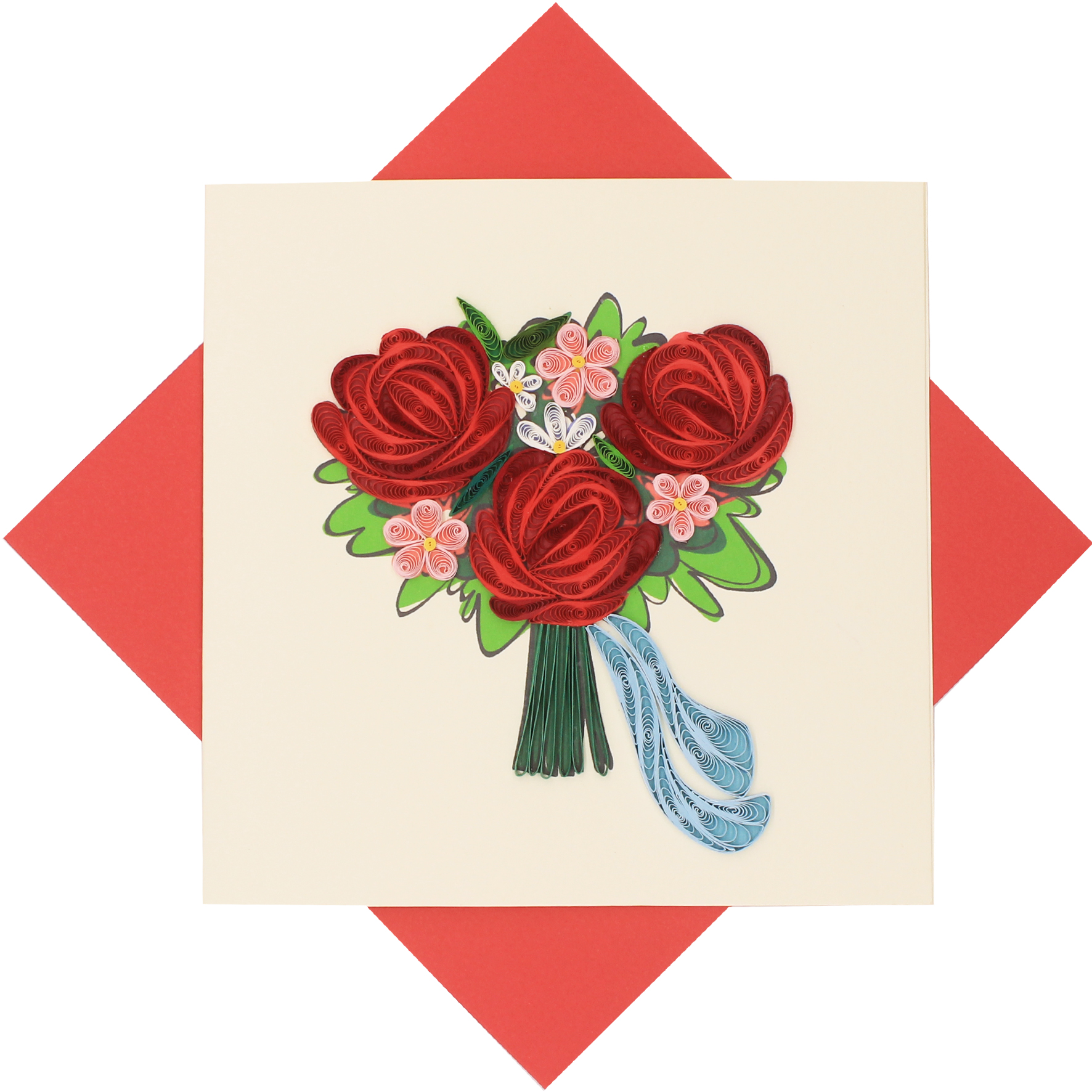 Thiệp Handmade - Thiệp Bó hoa hồng nghệ thuật giấy xoắn - Tặng Kèm Khung Giấy Để Bàn - Thiệp chúc mừng sinh nhật, kỷ niệm, tình yêu, cảm ơn...