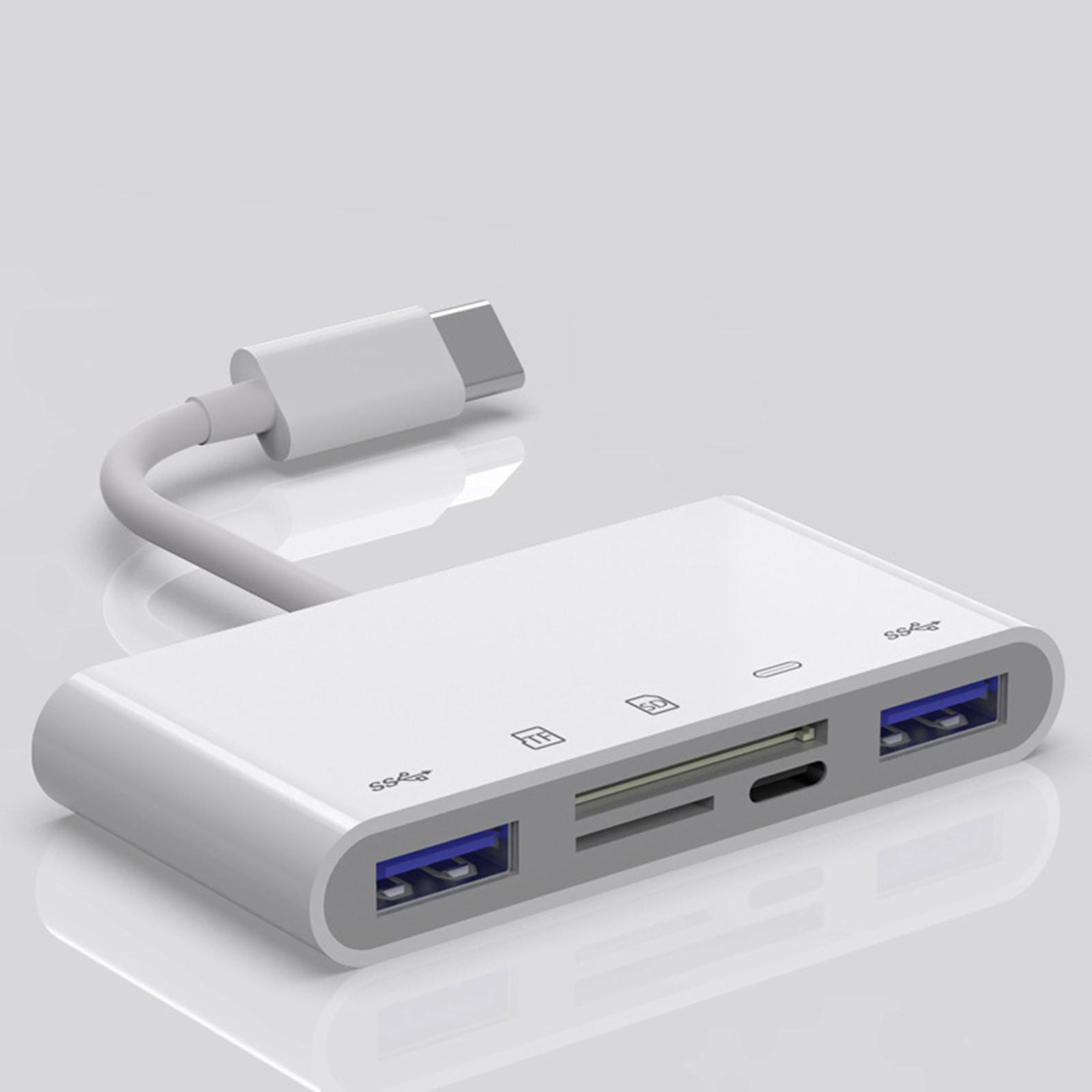 USB C Hub Adapter for Pro, Multi-Ports Dongle with USB C, 5 in 1 USB C Hub, USB C to TF Card Reader 2 USB 3.0 and USB C Port Adapters.