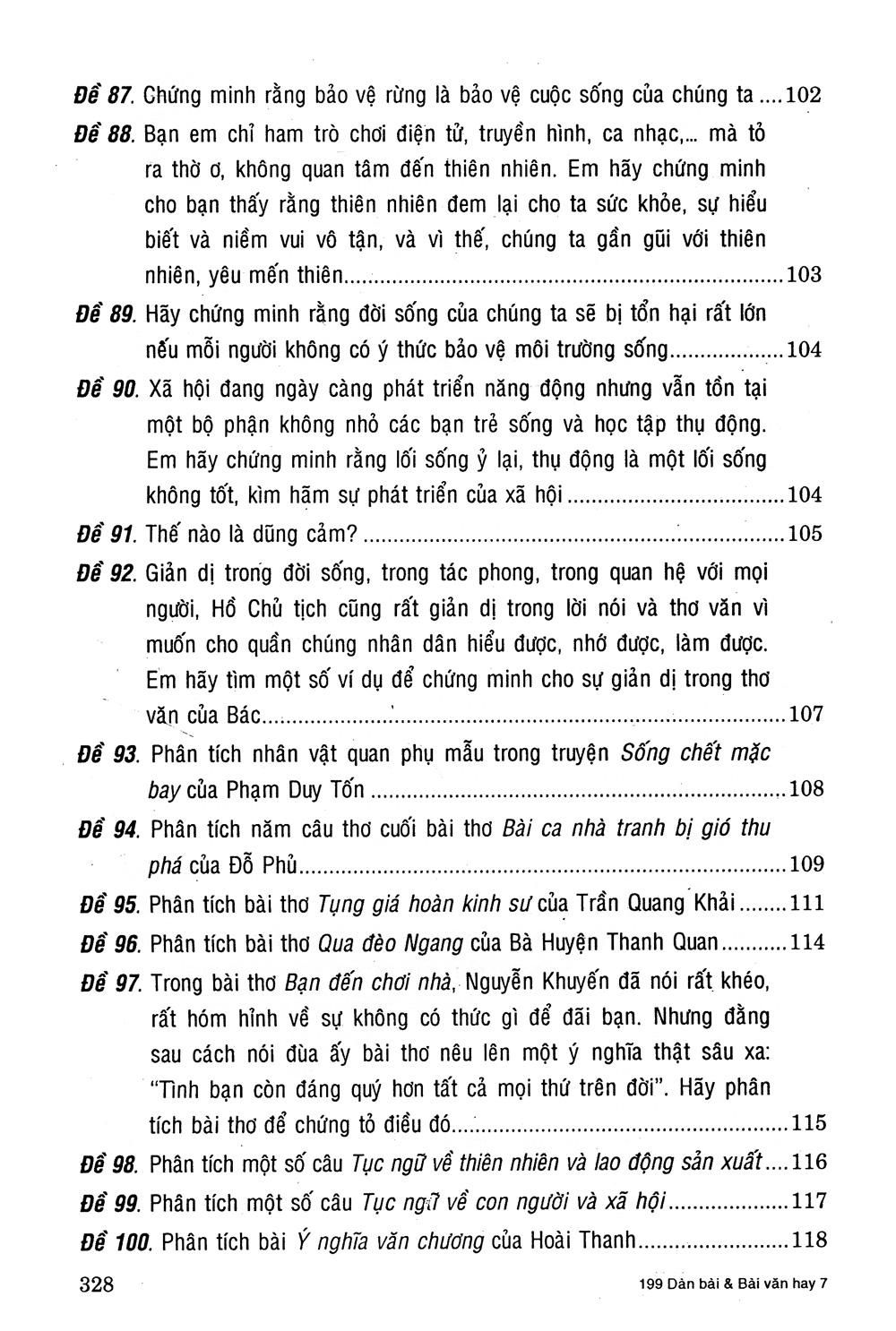199 Dàn Bài Và Bài Văn Hay Lớp 7 - Tái Bản