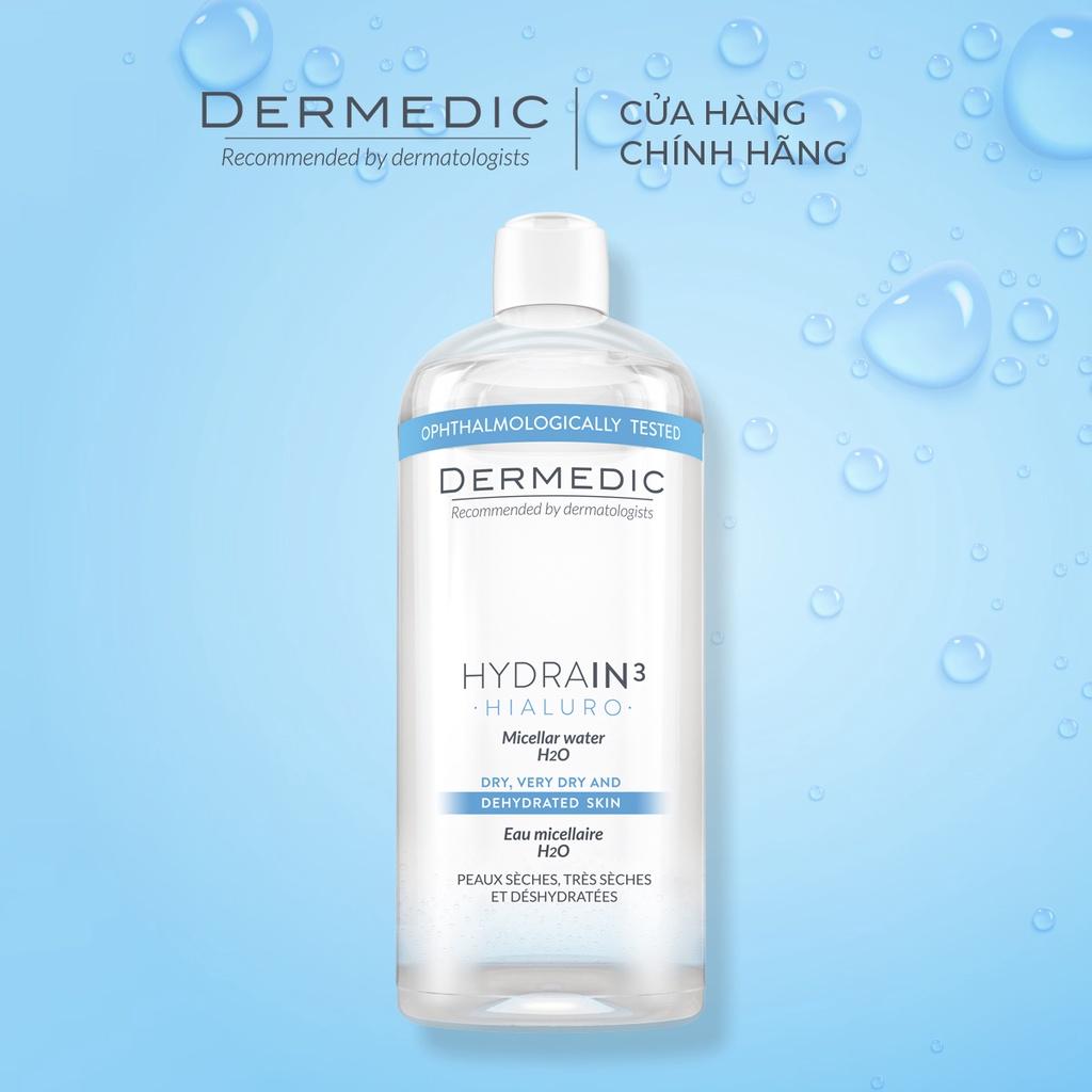 Nước tẩy trang 2 trong 1 dành cho da khô Dermedic Hydraun3 Hialuro Micellar Water H2O 500ml