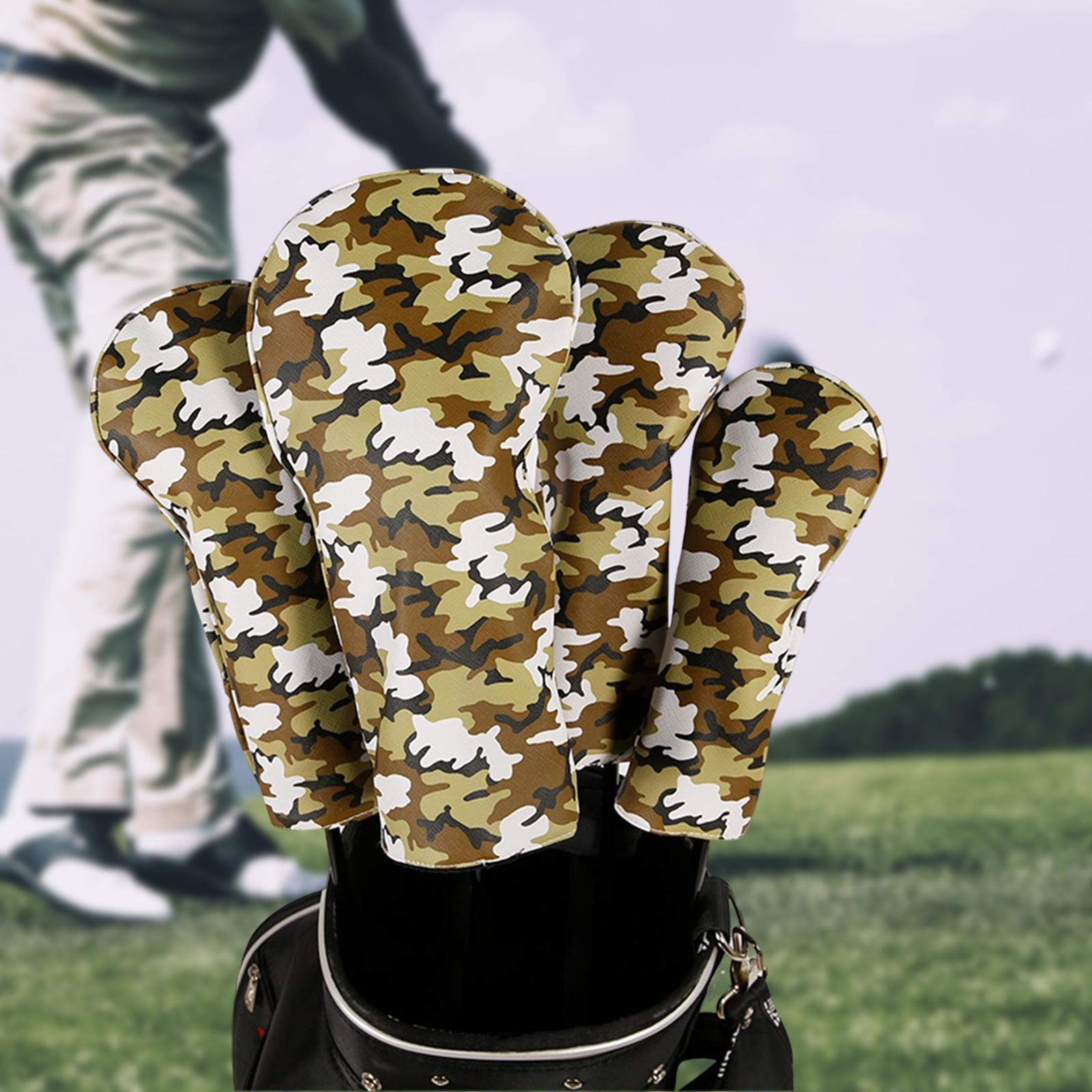 4Pcs Golf Head Covers for Golf Clubs, PU Leather Golf Wood Headcover with Number Tag, Protector Head Covers for Adults